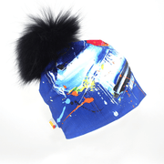 Tuque unisexe à Pompon amovible abstraction bleue