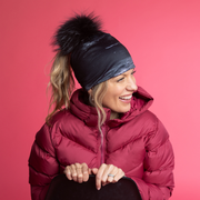 Wall Black Ponytail Beanie With Pompom