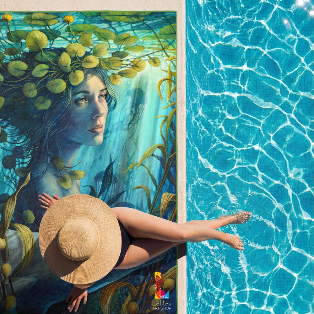 Eau. Murmure des flots – XL Reversible Artistic Towel | Artwork by Sophie Wilkins