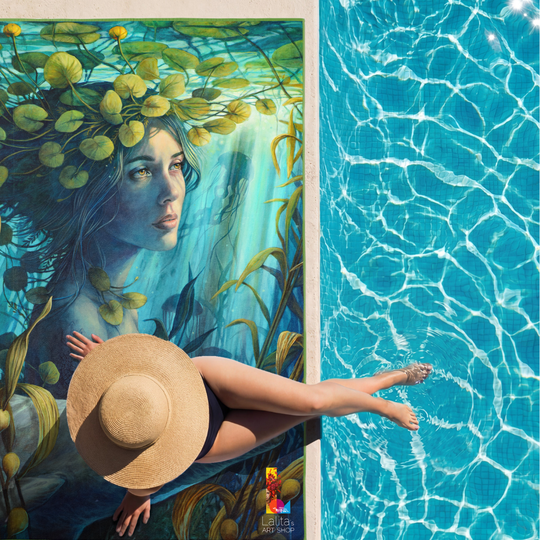 Eau. Murmure des flots – XL Reversible Artistic Towel | Artwork by Sophie Wilkins