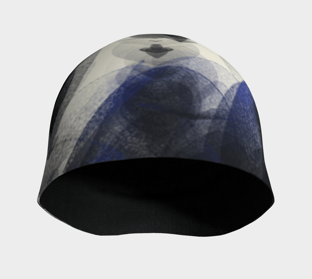 Interior view of the Blue Feathers Beanie, showing the black bamboo lining.