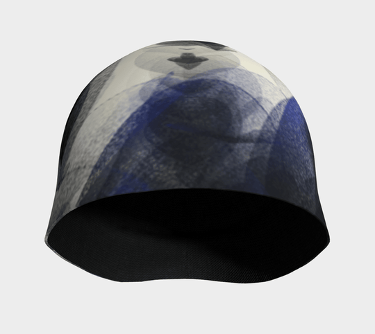 Interior view of the Blue Feathers Beanie, showing the black bamboo lining.