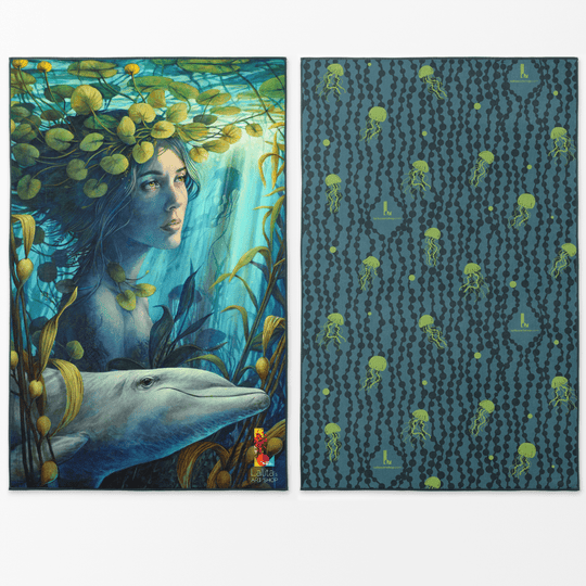 Eau. Murmure des flots – XL Reversible Artistic Towel | Artwork by Sophie Wilkins