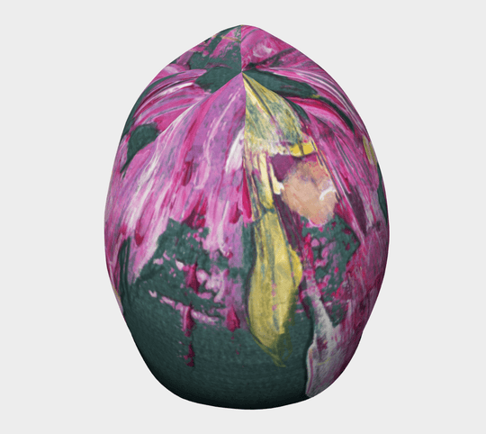 Vue de dessus de la tuque Flower Glitch, révélant le motif d&