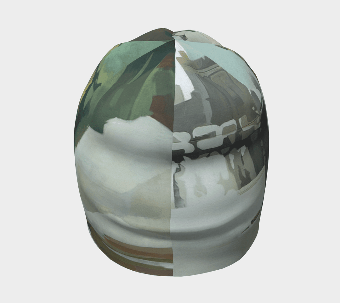 Vue arrière de la tuque Lachine Sports pour homme avec motif artistique abstrait vert et gris