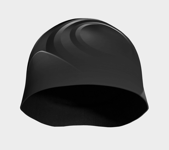 Interior view of the black beanie, showing the dark grey bamboo lining.