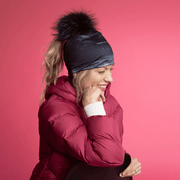 Wall Black Ponytail Beanie With Pompom