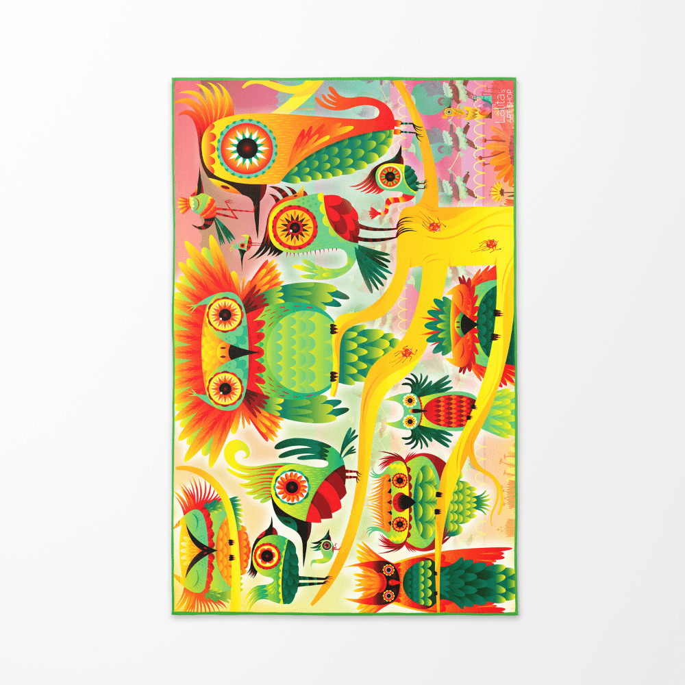 Le côté coloré et illustré de la serviette réversible Mur d&