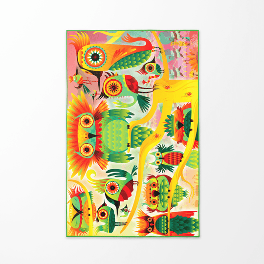 Le côté coloré et illustré de la serviette réversible Mur d&