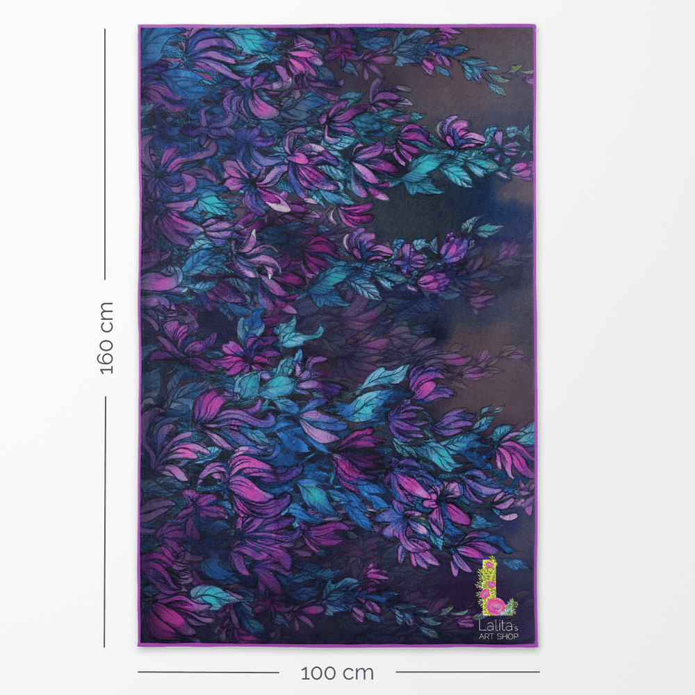 Wisteria Luxury Microfiber Towel with dimensions 100 cm wide and 160 cm long indicated.
