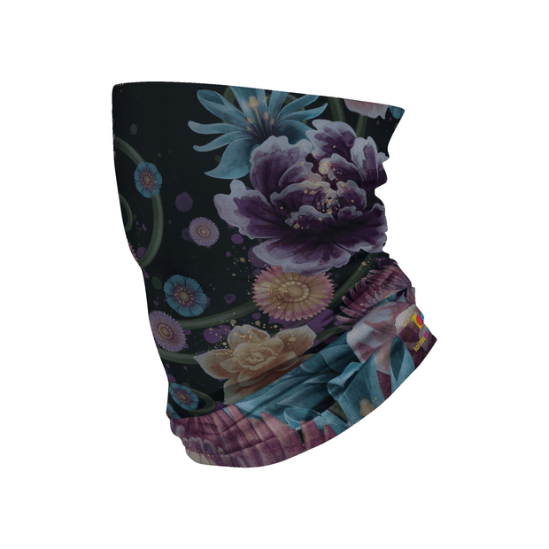 The best 4 season neck gaiter / bandana by Lalita'S art Shop. This floral patter on a black background just fits with every color outfits. 