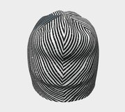 Rear view of the Black and white pattern bamboo hat Abstract Lines by Valery Goulet