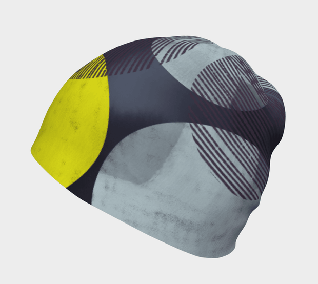 right view of the Yellow Dots beanie hat.